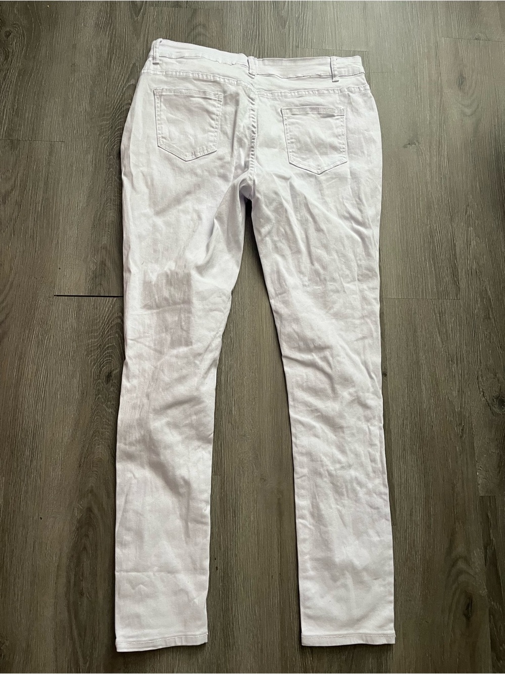 White Distressed Slim Straight Jeans